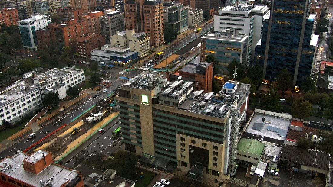 Vista aérea de paisaje urbano de Bogotá